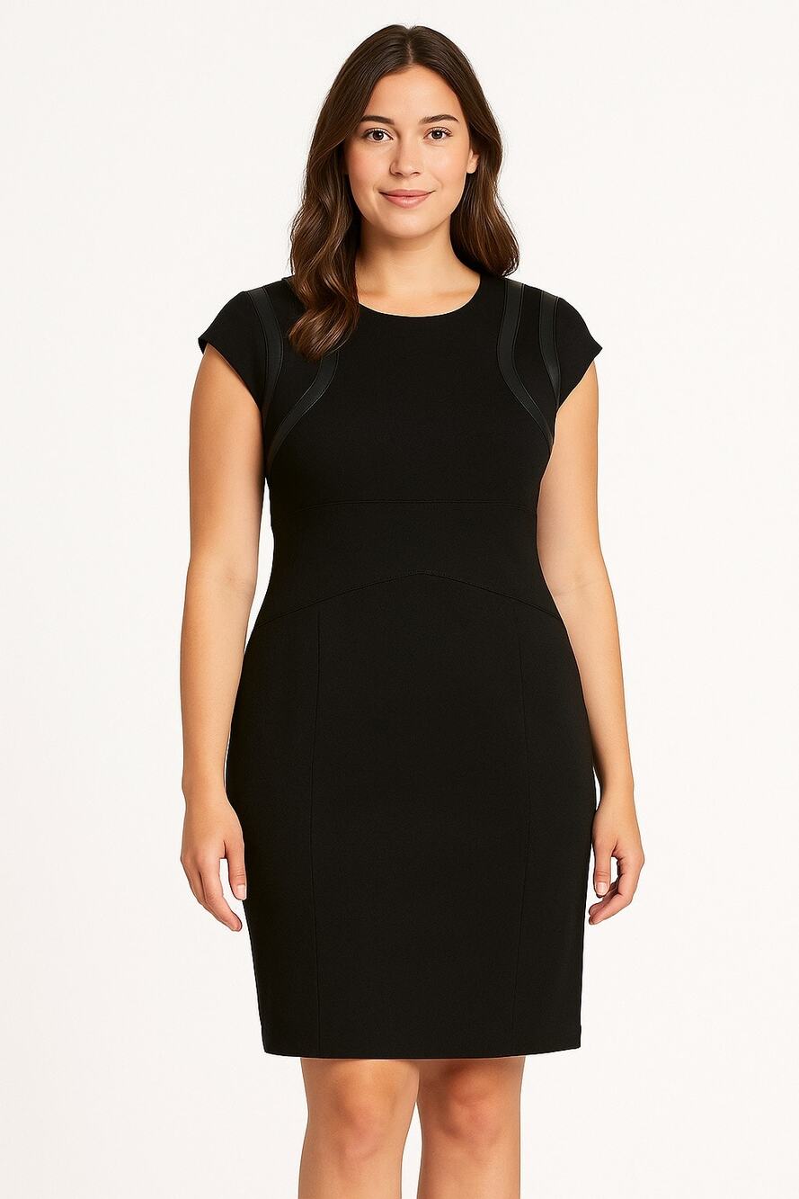 Diane Von Furstenberg DVF Structured Black Knee Length Short Sleeve Dress 12